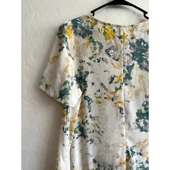 A New Day Short Sleeve Tie-Dye V-Neck Flare Dress Womens Size S White - Picture 15 of 16